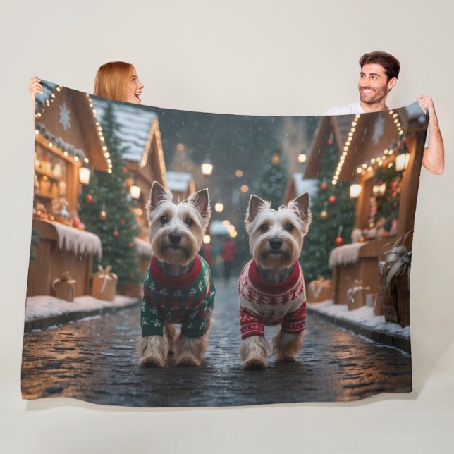 Scottish Terrier Dogs Christmas Snow Holiday Fleece Blanket (In Situ)