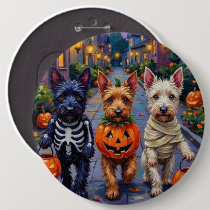 Scottish Terrier Dogs in Halloween Costumes 6 Cm Round Badge