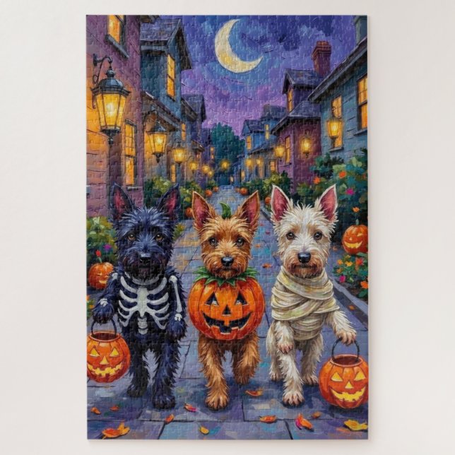 Scottish Terrier Dogs in Halloween Costumes Jigsaw Puzzle (Vertical)