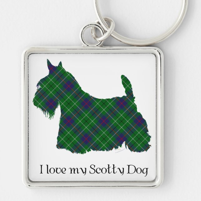 Scottish Terrier Duncan Tartan Key Ring (Front)