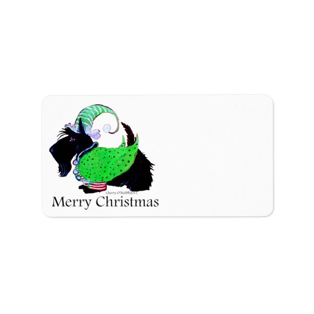 Scottish Terrier Elf Label (Front)