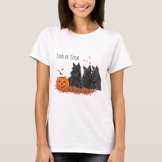 Scottish Terrier Fall Seasonal Design T-Shirt (Front)