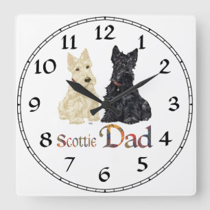 Scottish Terrier Father's Day Square Wall Clock
