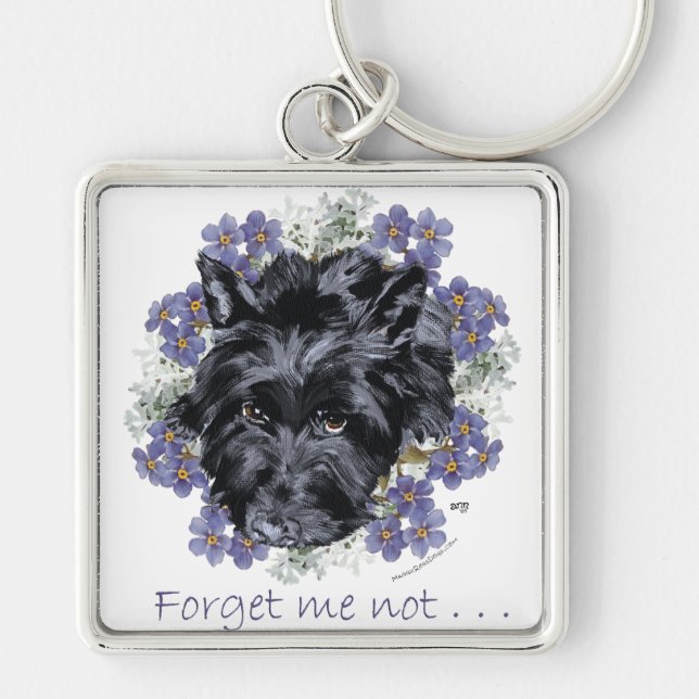Scottish Terrier Forget-Me-Not Key Ring (Front)