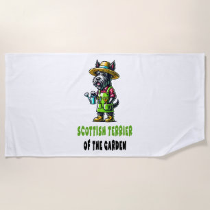 Scottish Terrier Gardener Beach Towel