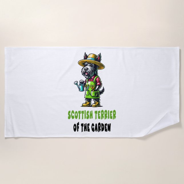 Scottish Terrier Gardener Beach Towel (Front)
