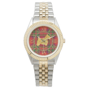 Scottish Terrier Gold Plaid Personalise Watch