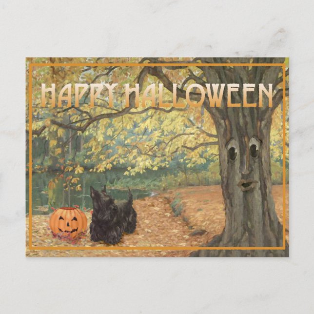 Scottish Terrier Halloween Postcard (Front)