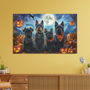 Scottish Terrier Halloween Spooky Canvas Print
