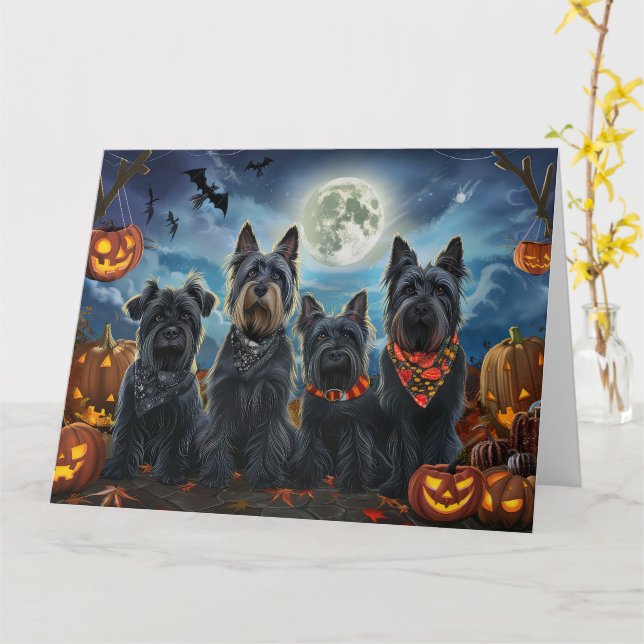 Scottish Terrier Halloween Spooky Card (Yellow Flower)