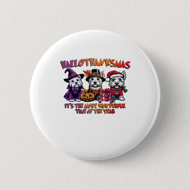 Scottish Terrier Halloween Thanksgiving Christmas  6 Cm Round Badge (Front)