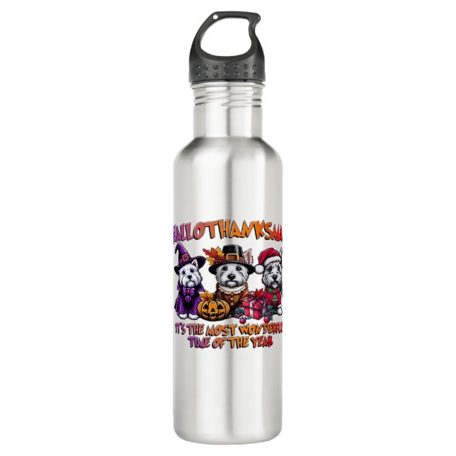 Scottish Terrier Halloween Thanksgiving Christmas  710 Ml Water Bottle (Front)