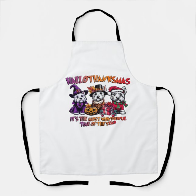 Scottish Terrier Halloween Thanksgiving Christmas  Apron (Front)