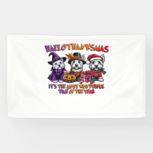 Scottish Terrier Halloween Thanksgiving Christmas  Banner