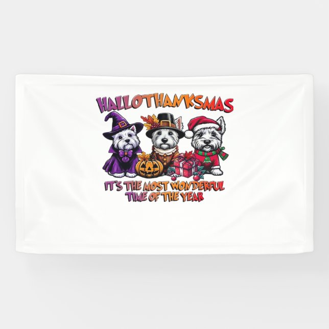 Scottish Terrier Halloween Thanksgiving Christmas  Banner (Horizontal)