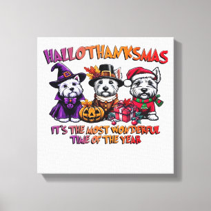 Scottish Terrier Halloween Thanksgiving Christmas Canvas Print
