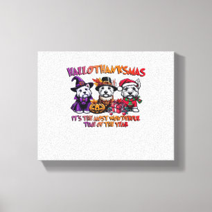 Scottish Terrier Halloween Thanksgiving Christmas  Canvas Print