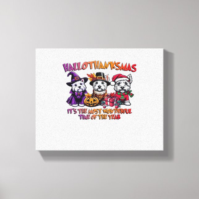 Scottish Terrier Halloween Thanksgiving Christmas  Canvas Print (Front)