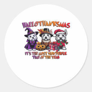 Scottish Terrier Halloween Thanksgiving Christmas  Classic Round Sticker