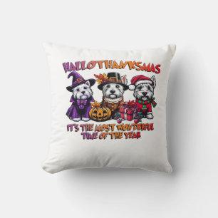 Scottish Terrier Halloween Thanksgiving Christmas Cushion