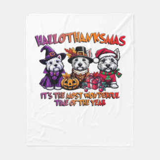 Scottish Terrier Halloween Thanksgiving Christmas  Fleece Blanket