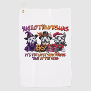 Scottish Terrier Halloween Thanksgiving Christmas  Golf Towel
