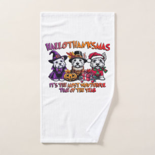 Scottish Terrier Halloween Thanksgiving Christmas Hand Towel