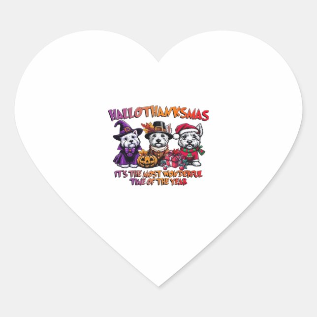 Scottish Terrier Halloween Thanksgiving Christmas  Heart Sticker (Front)