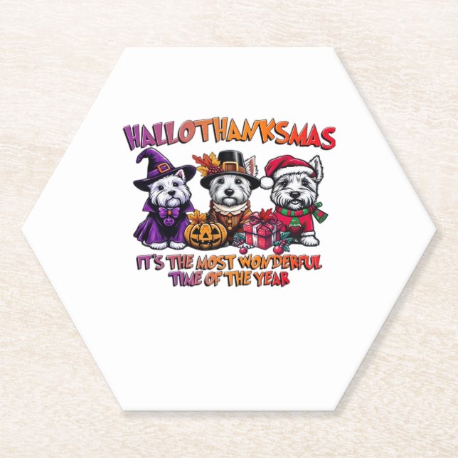 Scottish Terrier Halloween Thanksgiving Christmas  Paper Coaster (Front)