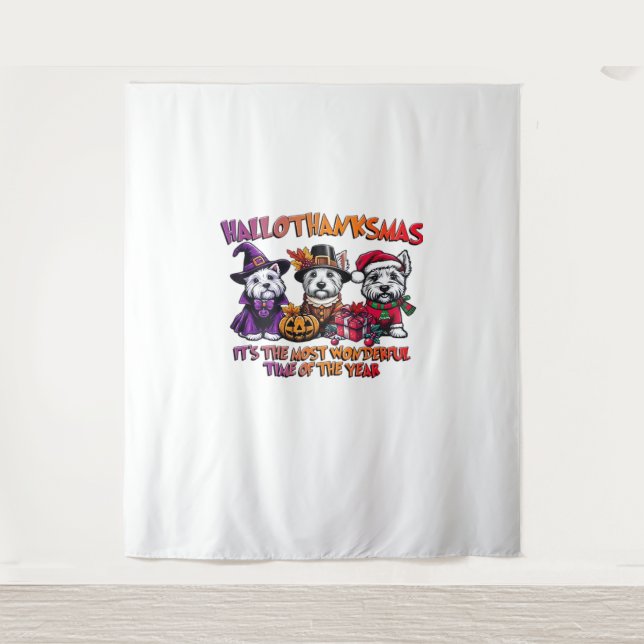 Scottish Terrier Halloween Thanksgiving Christmas  Tapestry (Front)