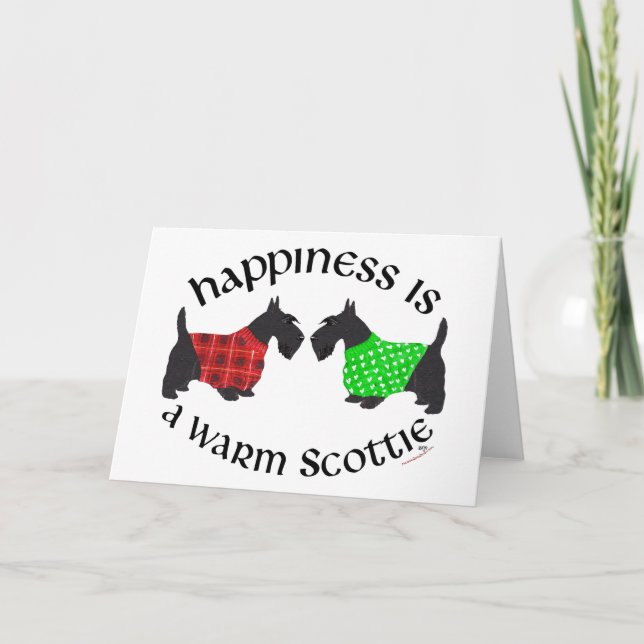 Scottish Terrier Happiness Holiday Card (Front)