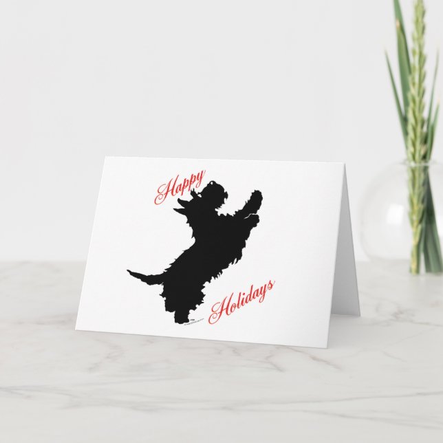 Scottish Terrier Happy Holidays Holiday Card (Front)
