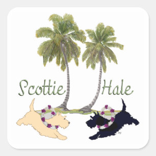 Scottish Terrier Hawaiian Design Square Sticker
