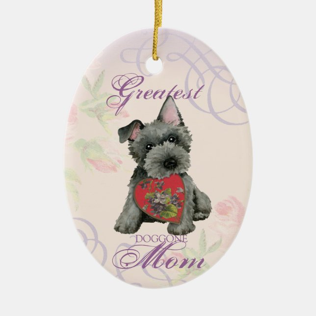 Scottish Terrier Heart Mum Ceramic Ornament (Front)