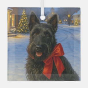 Scottish Terrier Holiday Glass Tree Decoration