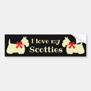 Scottish Terrier, I love my Scotties, red collar Bumper Sticker