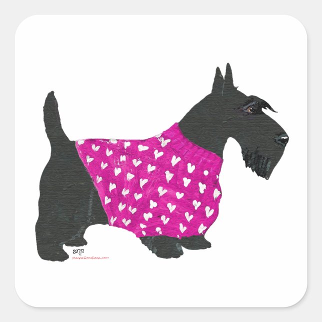 Scottish Terrier in a Sweater Square Sticker (Front)