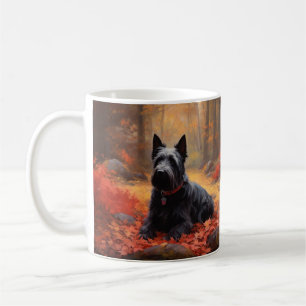 Scottish Terrier in Autumn Leaves Fall Inspire  Coffee Mug