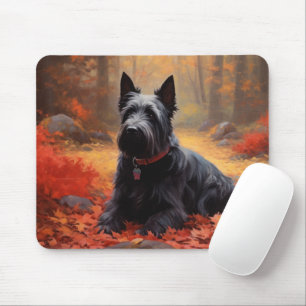 Scottish Terrier in Autumn Leaves Fall Inspire Mouse Mat