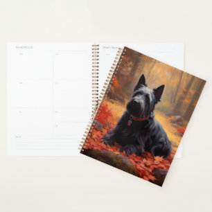 Scottish Terrier in Autumn Leaves Fall Inspire Planner
