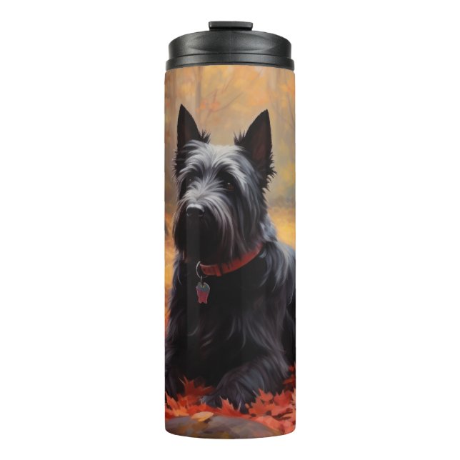 Scottish Terrier in Autumn Leaves Fall Inspire  Thermal Tumbler (Front)