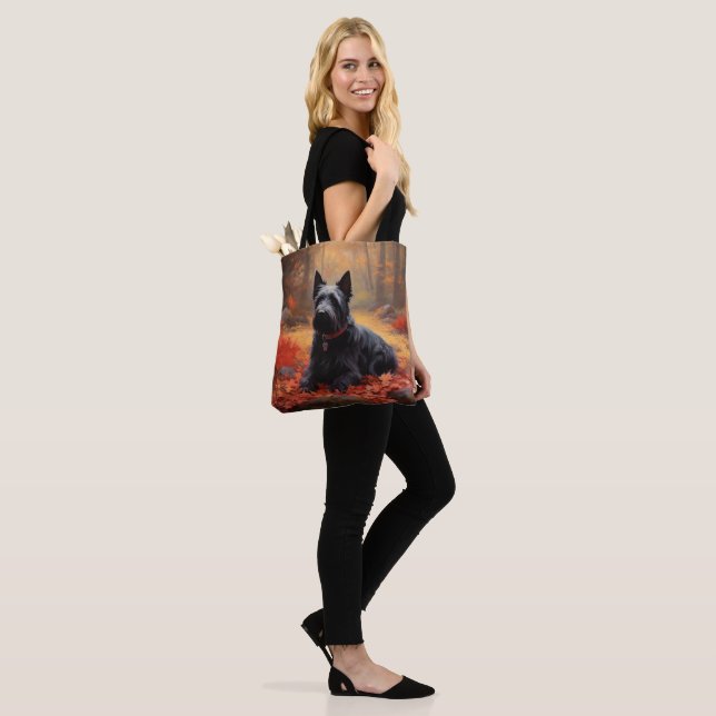 Scottish Terrier in Autumn Leaves Fall Inspire  Tote Bag (On Model)
