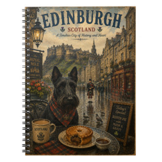 Scottish Terrier in Edinburgh Vintage Travel Art Notebook