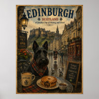 Scottish Terrier in Edinburgh Vintage Travel Art