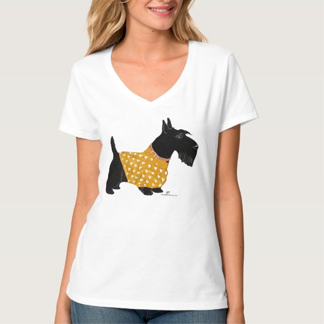Scottish Terrier in Gold Sweater on (Front)