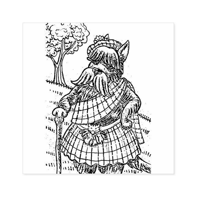 SCOTTISH TERRIER IN KILT, CAT SPORRAN, SCOTTIE DOG RUBBER STAMP (Imprint)