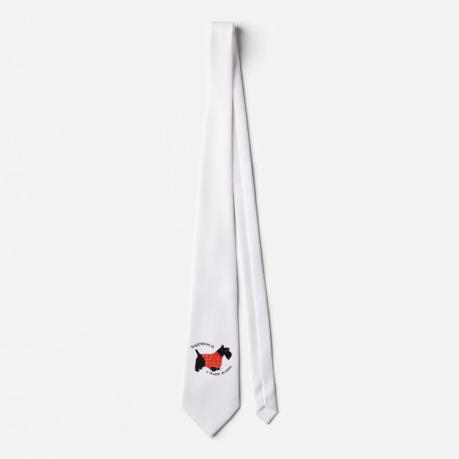 Scottish Terrier in Red Plaid Sweater Tie (Front)