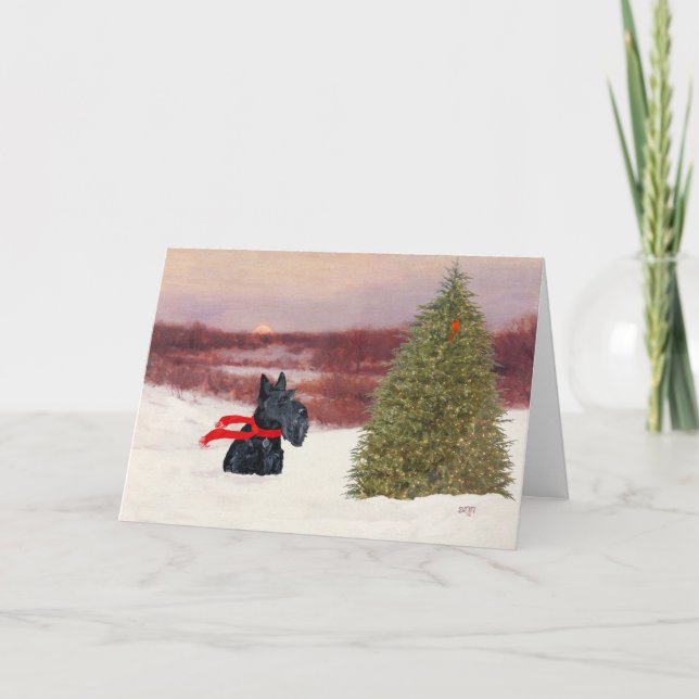 Scottish Terrier in Wintertime Holiday Card (Front)