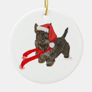 Scottish Terrier is Santa's Helper Ceramic Tree Decoration