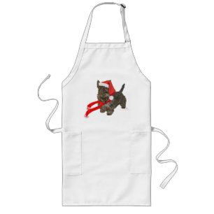 Scottish Terrier is Santa's Helper Long Apron